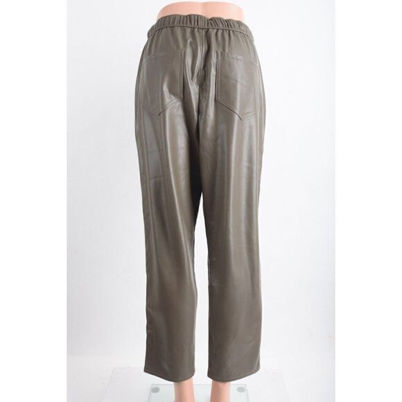 Zara Womens Faux Leather The Weekend Pants S Brown Green 4369/265 NWOT - Picture 4 of 7